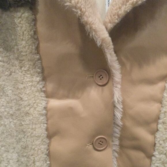 Steve Madden Willow Coat Womens M Medium NEW Teddy Colorblock Tan Brown Beige - Picture 9 of 11